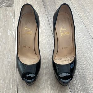 CHRISTIAN LOUBOUTIN Lady peep 150 patent calf black size 34.5